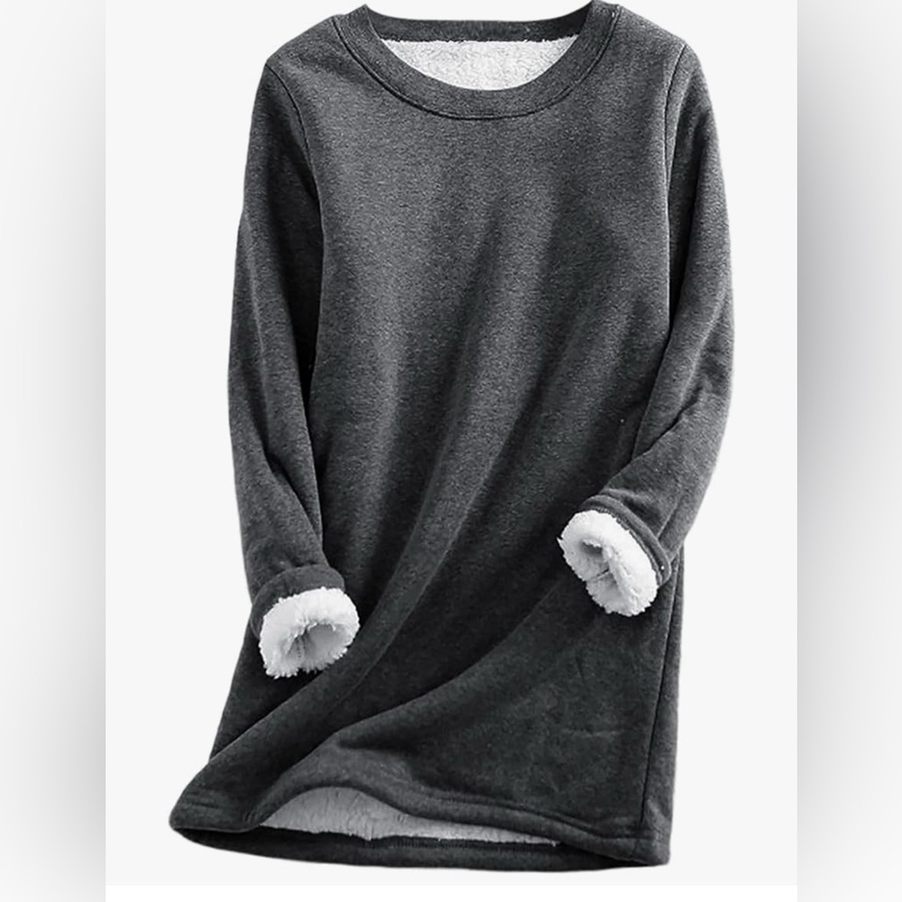Gray Fleece Pullover Top
